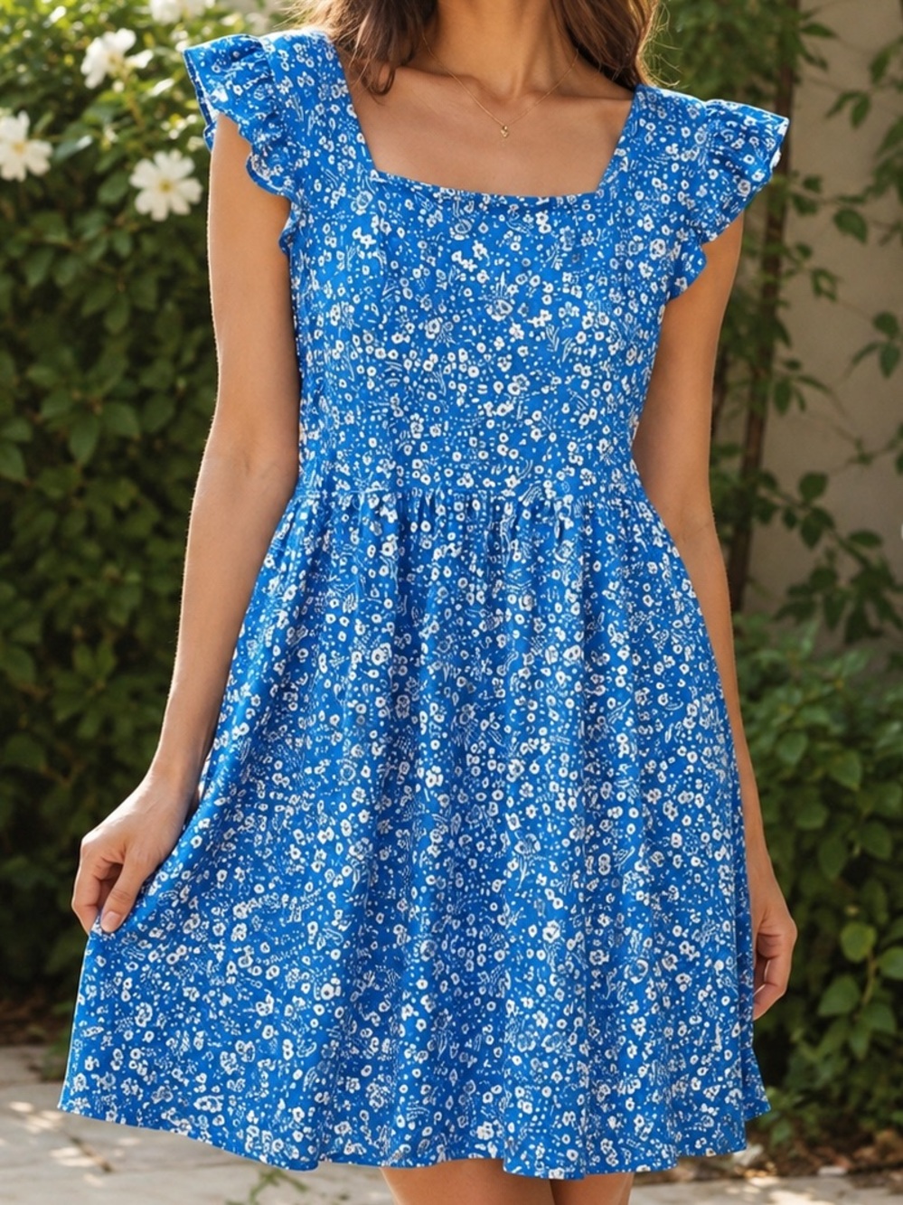 Blue & White Floral Dress